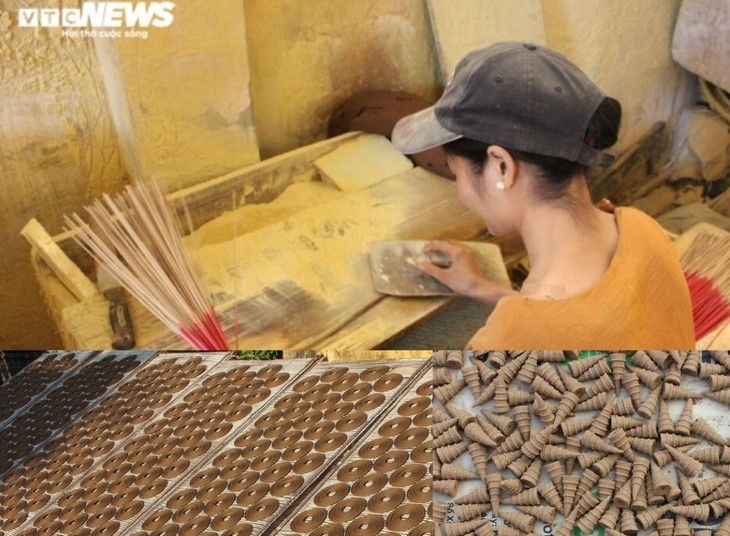 Thon Cao villagers mainly make incense sticks and incense coils. 