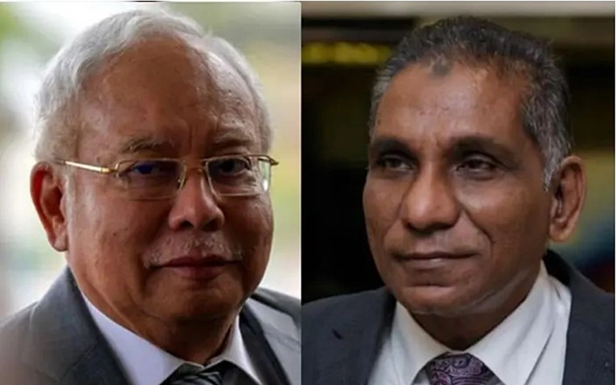 Cựu Thủ tướng Malaysia Najib Razak (trái) và cựu Tổng Thư ký Kho bạc Nhà nước Mohd Irwan (phải). Ảnh: TheStar.