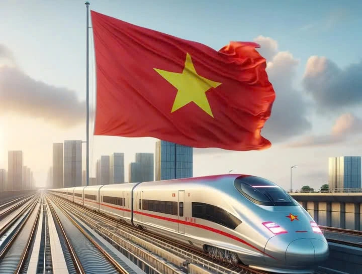 Theo tính toán, dự án ĐSTĐC Bắc - Nam mang đến thị trường xây lắp giá trị hơn 33 tỷ USD. Ảnh minh hoạ AI)