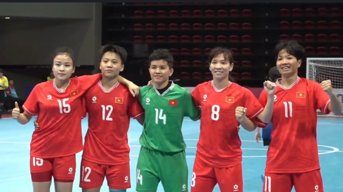 ĐT futsal nữ Việt Nam giành vé vào chơi trận chung kết gặp Thái Lan (Ảnh: VFF)