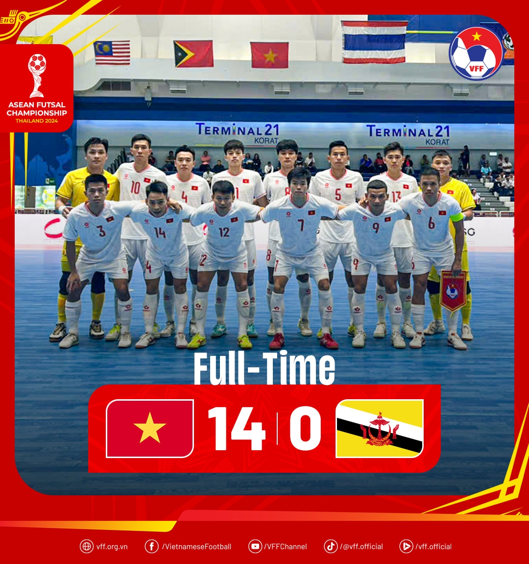 ĐT futsal Việt Nam thắng đậm Brunei.