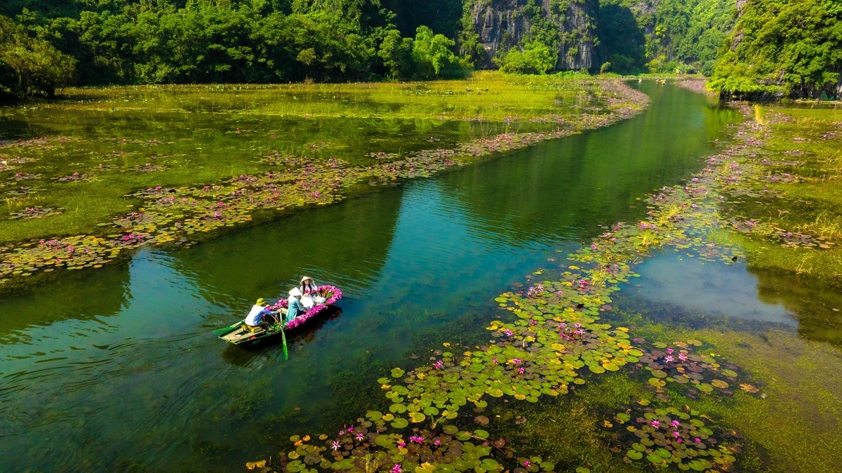 Giữa không gian thanh bình và thoảng chút gió nhẹ, mùa thu tại Tam Cốc đem lại cho du khách cảm giác an yên.