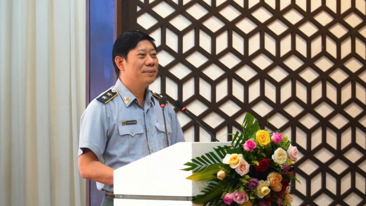 Ông Nguyễn Quang Hùng, Cục trưởng Cục Kiểm ngư, Phó trưởng Ban thường trực Ban Chỉ đạo IUU Bộ Nông nghiệp và Phát triển nông thôn phát biểu tại Hội nghị.