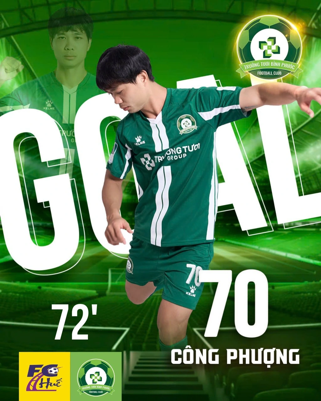 Công Phượng ghi bàn mở tỉ số (Ảnh: Bình Phước FC)