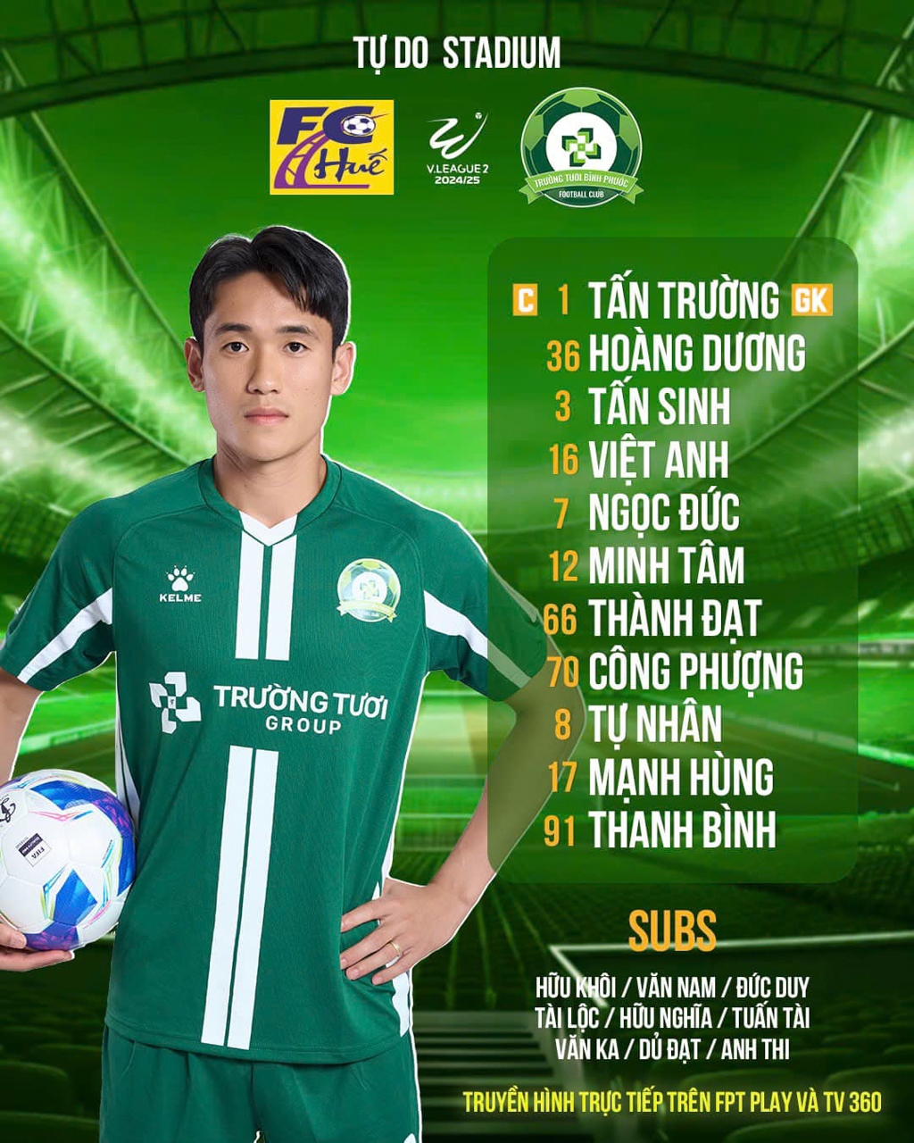 Đội hình xuất phát của Bình Phước trong trận đấu với Huế (Ảnh: Bình Phước FC)
