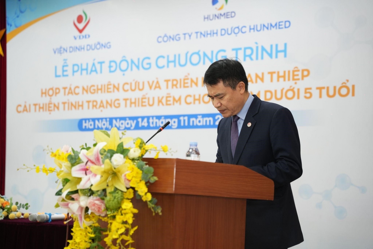 PGS. TS. Trần Thanh Dương phát biểu tại lễ phát động chương trình hợp tác nghiên cứu và triển khai can thiệp cải thiện tình trạng thiếu kẽm cho trẻ dưới 5 tuổi