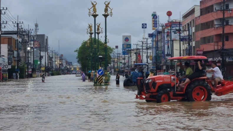 Hat Yai, điểm đến du lịch và thủ phủ của tỉnh Songkhla ghi nhận tình trạng lụt lội. Ảnh: Aswin Phakkhawan