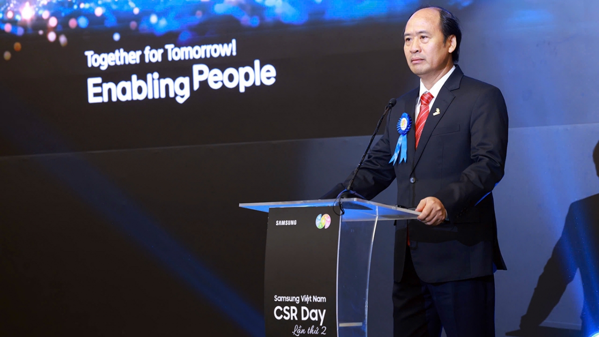 Ông Nguyễn Văn Hồi - Thứ trưởng Bộ Lao động, Thương binh và Xã hội phát biểu tại sự kiện