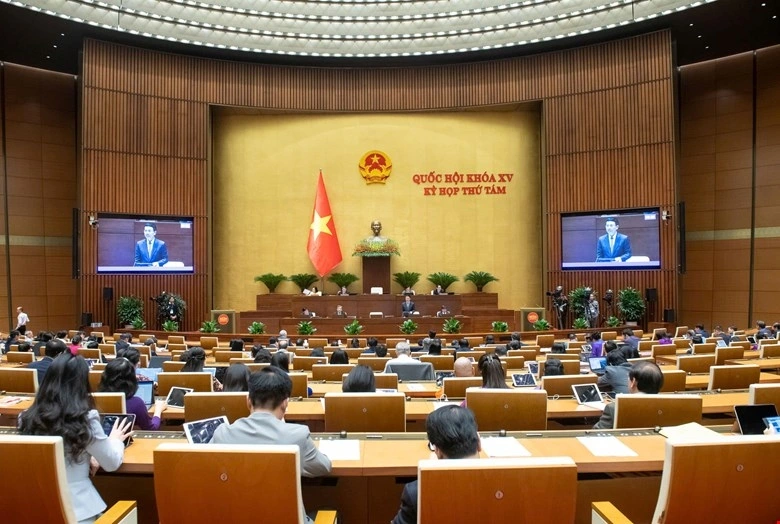 Quốc hội thảo luận ở hội trường về dự án Luật Công nghiệp công nghệ số. Ảnh: Media Quốc hội