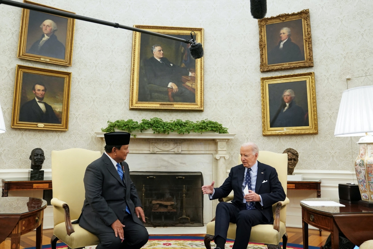 Tổng thống Mỹ Joe Biden gặp Tổng thống Indonesia Prabowo Subianto tại Nhà Trắng hôm 12/11. Nguồn: Reuters