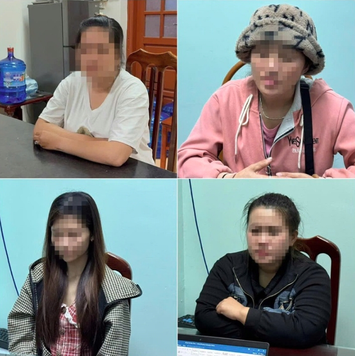 Các đối tượng tại cơ quan công an.