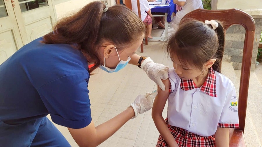 Tiêm vaccine sởi tại TP Biên Hòa (Ảnh: CDC Đồng Nai)