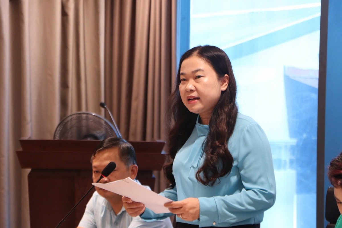 Bà Phạm Thị Thanh Hương, Phó Giám đốc Sở Tư pháp Hà Nội thông tin về công tác tuyên truyền, phổ biến giáo dục Luật Thủ đô năm 2024.