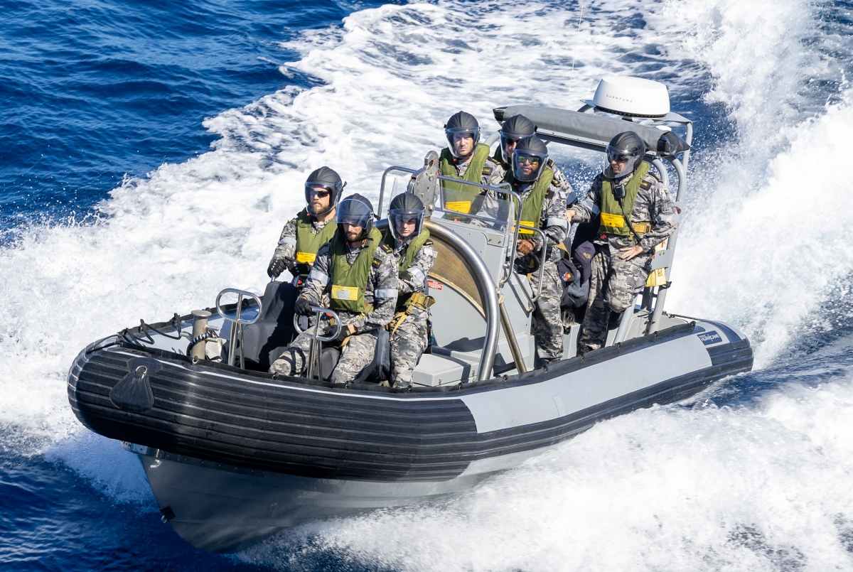 Thuyền thân cứng được quân đội Australia sử dụng trong cuộc huấn luyện của tàu HMAS Choules vào tháng 2/2024. Nguồn: ADF