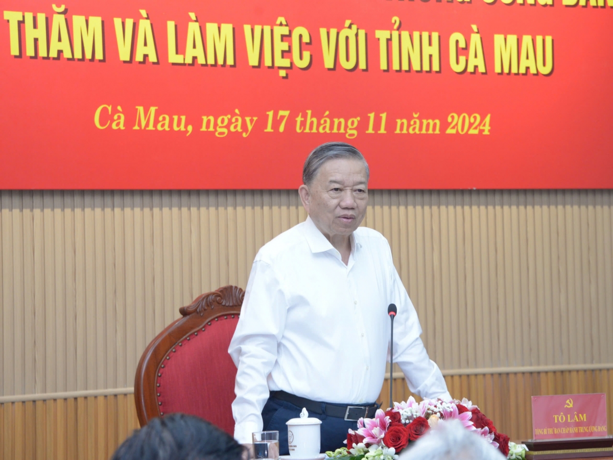 Tổng Bí thư Tô Lâm phát biểu tại buổi làm việc