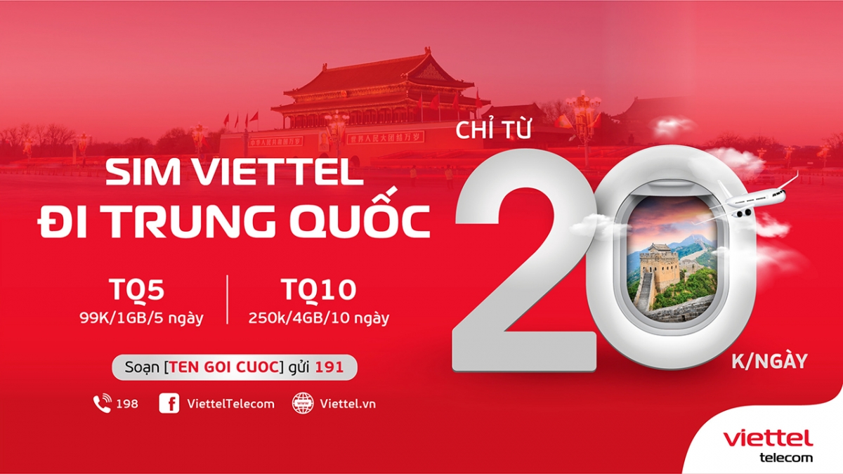 Gói cước data roaming chỉ từ 20.000 đồng/ngày dành riêng cho khách hàng đi Trung Quốc