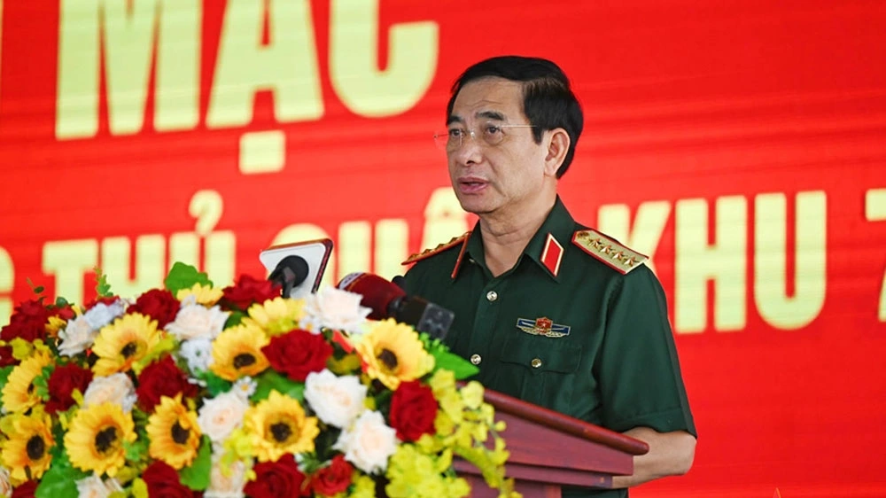 Đại tướng Phan Văn Giang phát biểu khai mạc diễn tập (ảnh: ĐC)