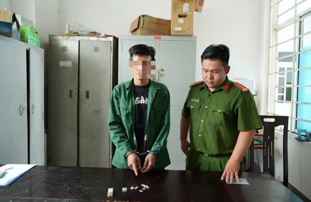 Nguyễn Thanh Cường tại cơ quan công an. Ảnh: CABT 
