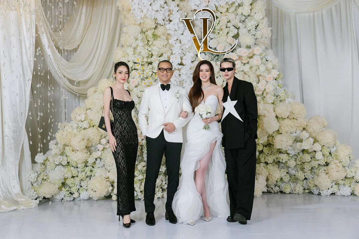 Á hậu Thúy Quỳnh và Hà Kino sánh đôi cùng nhau tại đám cưới Hoa hậu Khánh Vân.