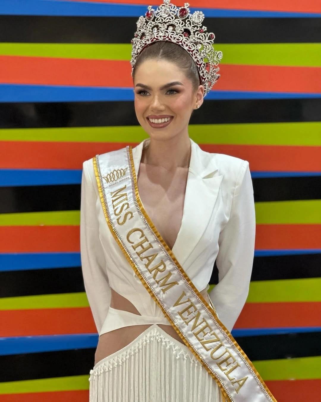 Fernanda Isabel Rojas wins Venezuela's first-ever Miss Charm crown.