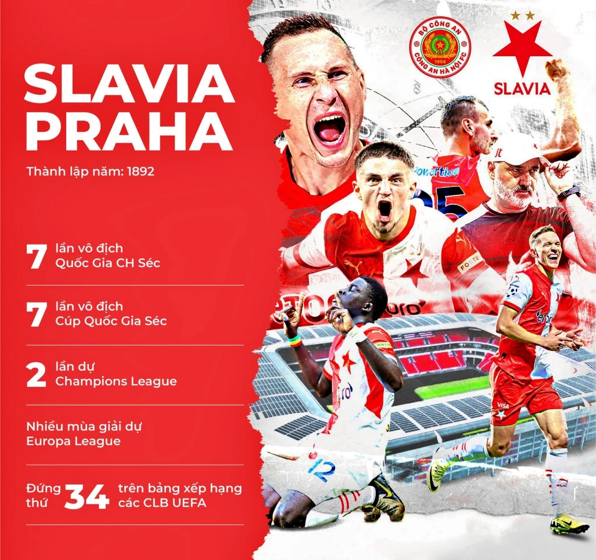 CLB CAHN chốt lịch đá giao hữu với CLB SK Slavia Praha.