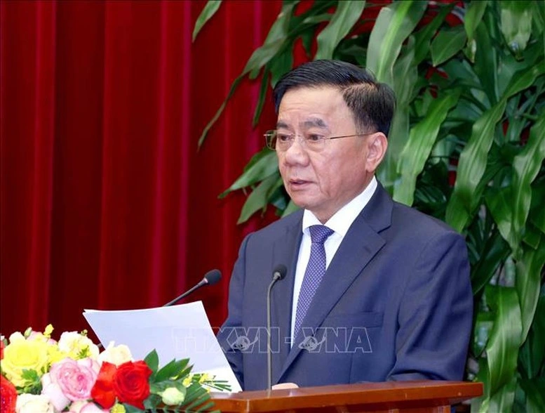 Thường trực Ban Bí thư Trần Cẩm Tú phát biểu tại buổi tiếp. (Ảnh: TTXVN)