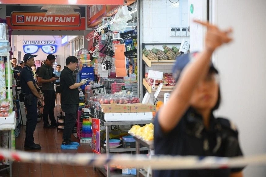 Cửa hàng nơi xảy ra án mạng. (Nguồn Chong Jun Liang/The Straits Times)