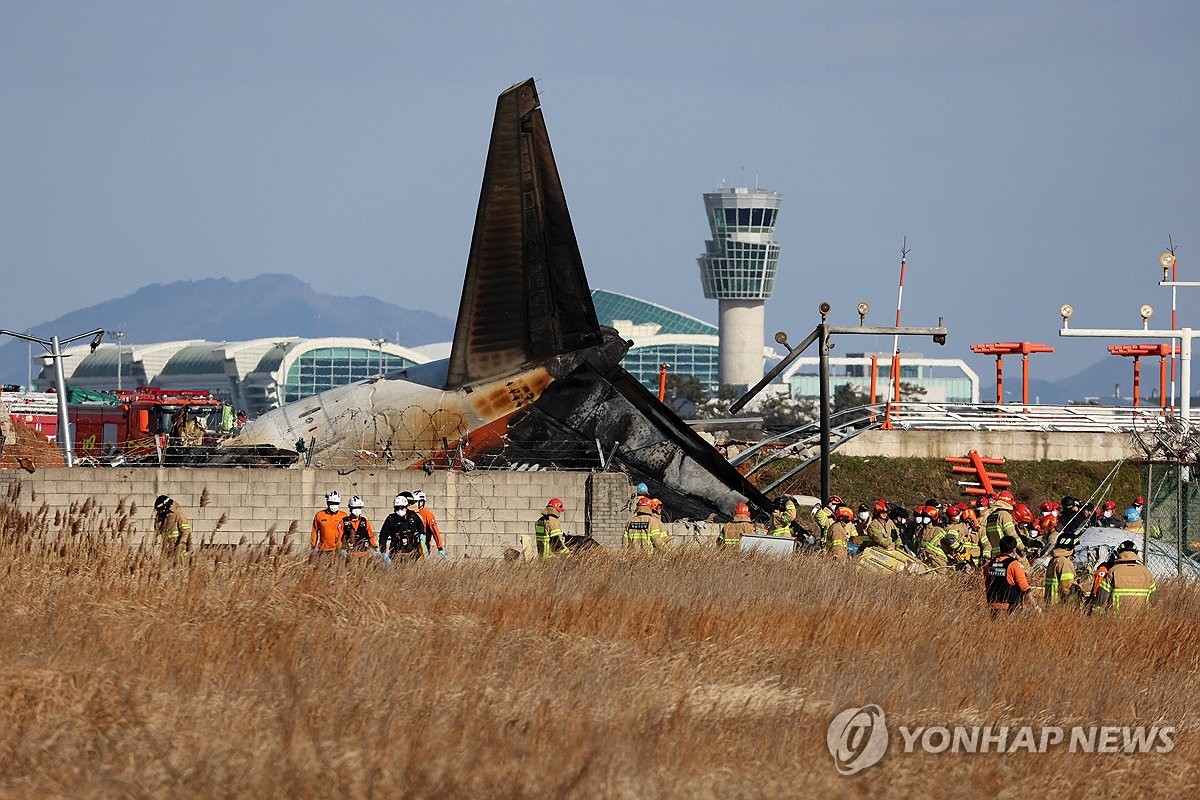 Vụ tai nạn máy bay của hãng hàng không Jeju Air. (Ảnh: Yonhap News)