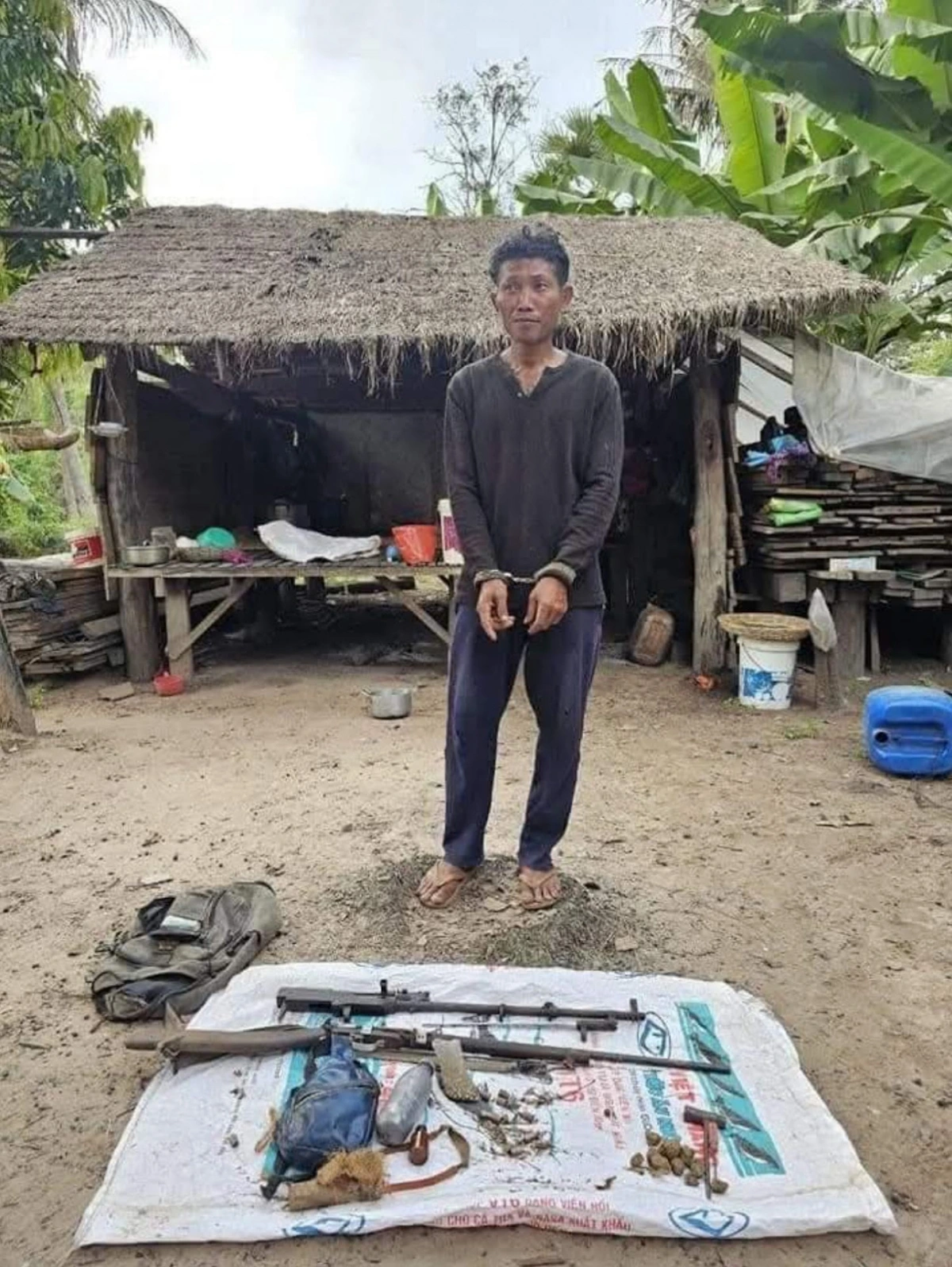 Đối tượng  Sy Loeuy bại bắt giữ. Ảnh: Công an tỉnh Siem Reap