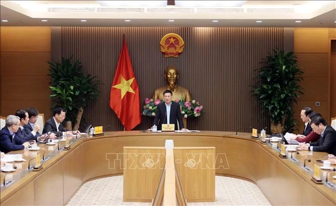Phó thủ tướng Hồ Đức Phớc phát biểu tại buổi họp. (Ảnh: An Đăng/TTXVN)