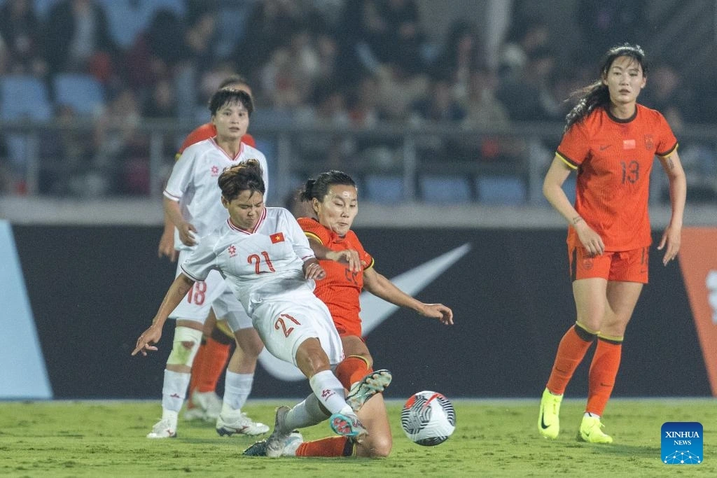 ĐT nữ Việt Nam tiếp tục dẫn đầu Đông Nam Á trên bảng xếp hạng FIFA. (Ảnh: Tân Hoa Xã). 