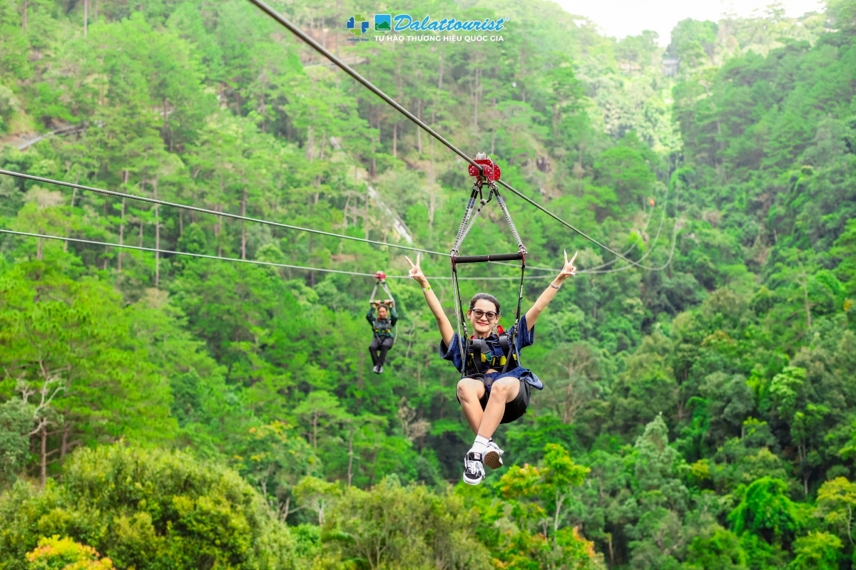 Trải nghiệm zipline xuyên rừng tại Đà Lạt. Ảnh: Dalattourist