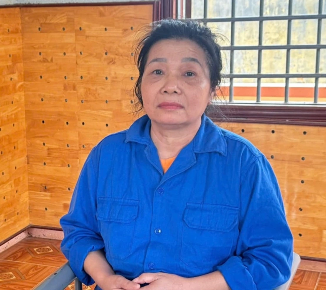 Tống Thị Thuận tại cơ quan công an.