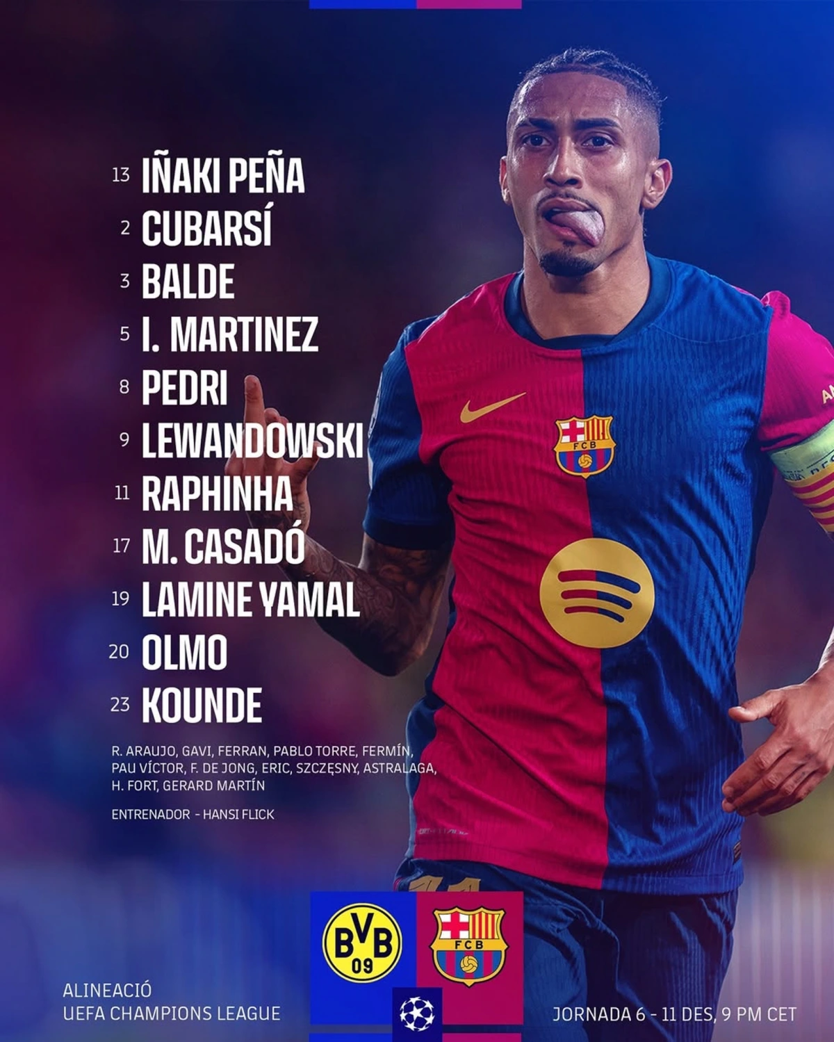 Đội hình xuất phát của Barcelona (Ảnh: FC Barcelona)