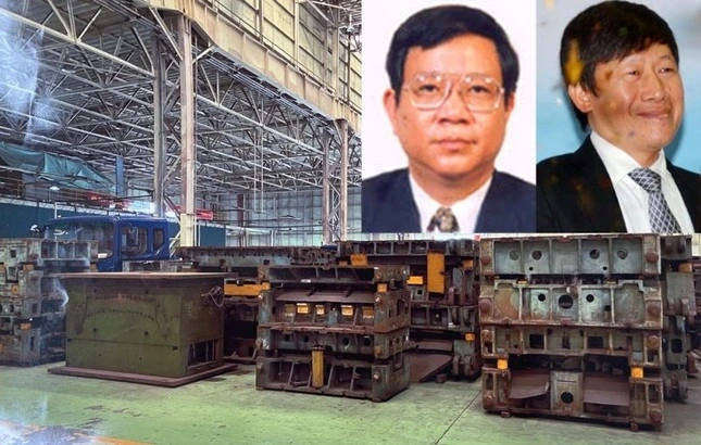 Hai bị can Nguyễn Thanh Giang, Hồ Mạnh Tuấn và các thiết bị máy móc bị "đắp chiếu" của VEAM.
