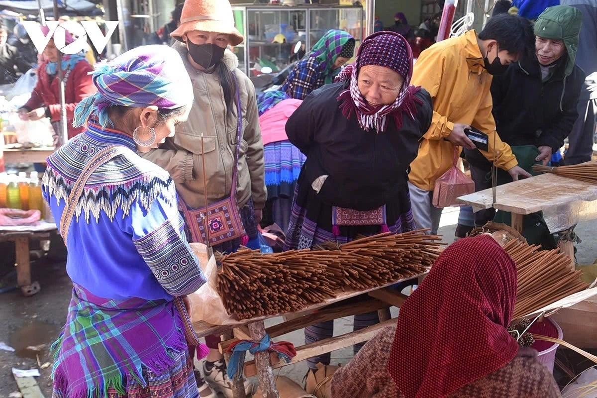 Fragrant bundles of incense made from herbs are commonly lit in homes during Tet.