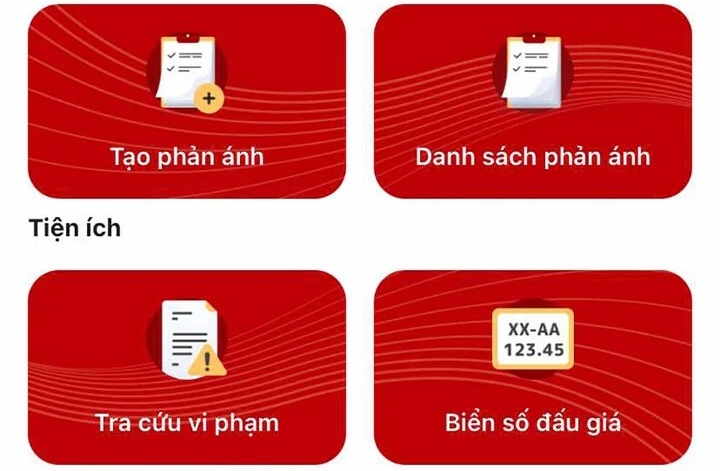 Người dân vào mục tạo phản ảnh ở ứng dụng VNeTraffic.