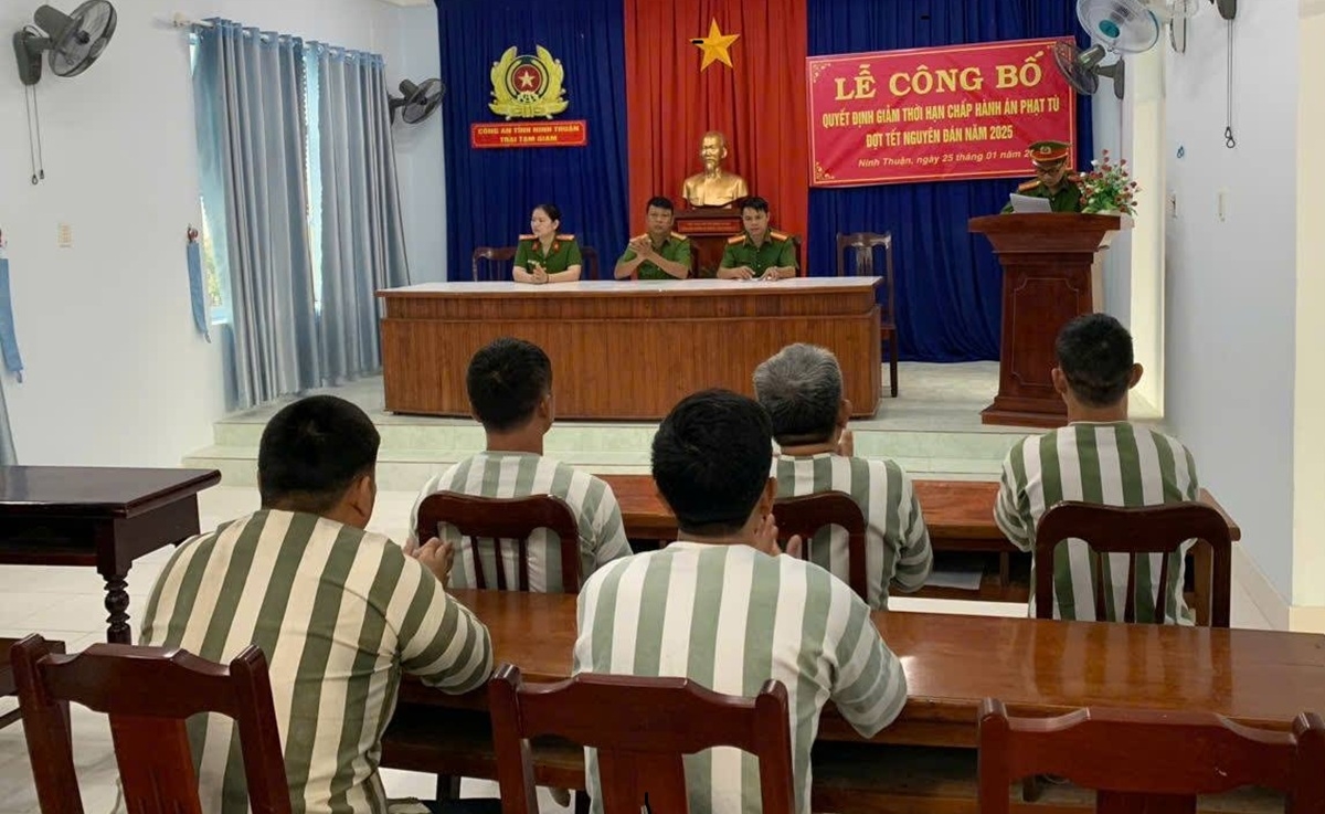 4 phạm nhân được giảm án trước thời hạn. Ảnh: CANT