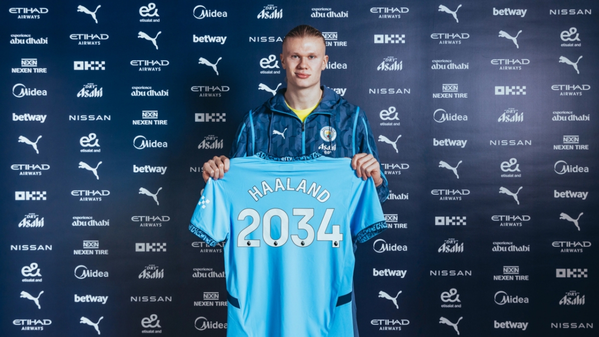 Erling Haaland ký hợp đồng kỷ lục (Ảnh: Man City)