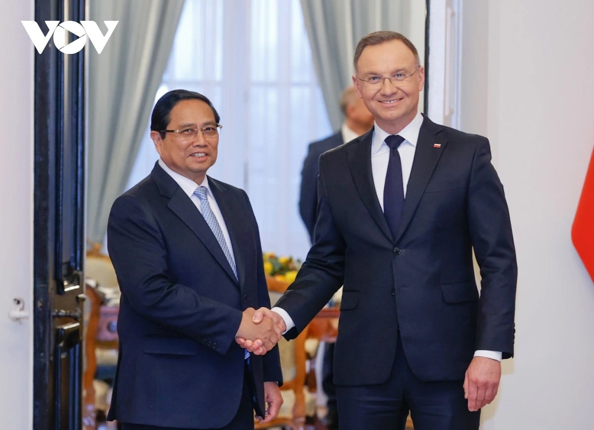 Thủ tướng Phạm Minh Chính hội kiến Tổng thống Ba Lan Andrzej Duda.