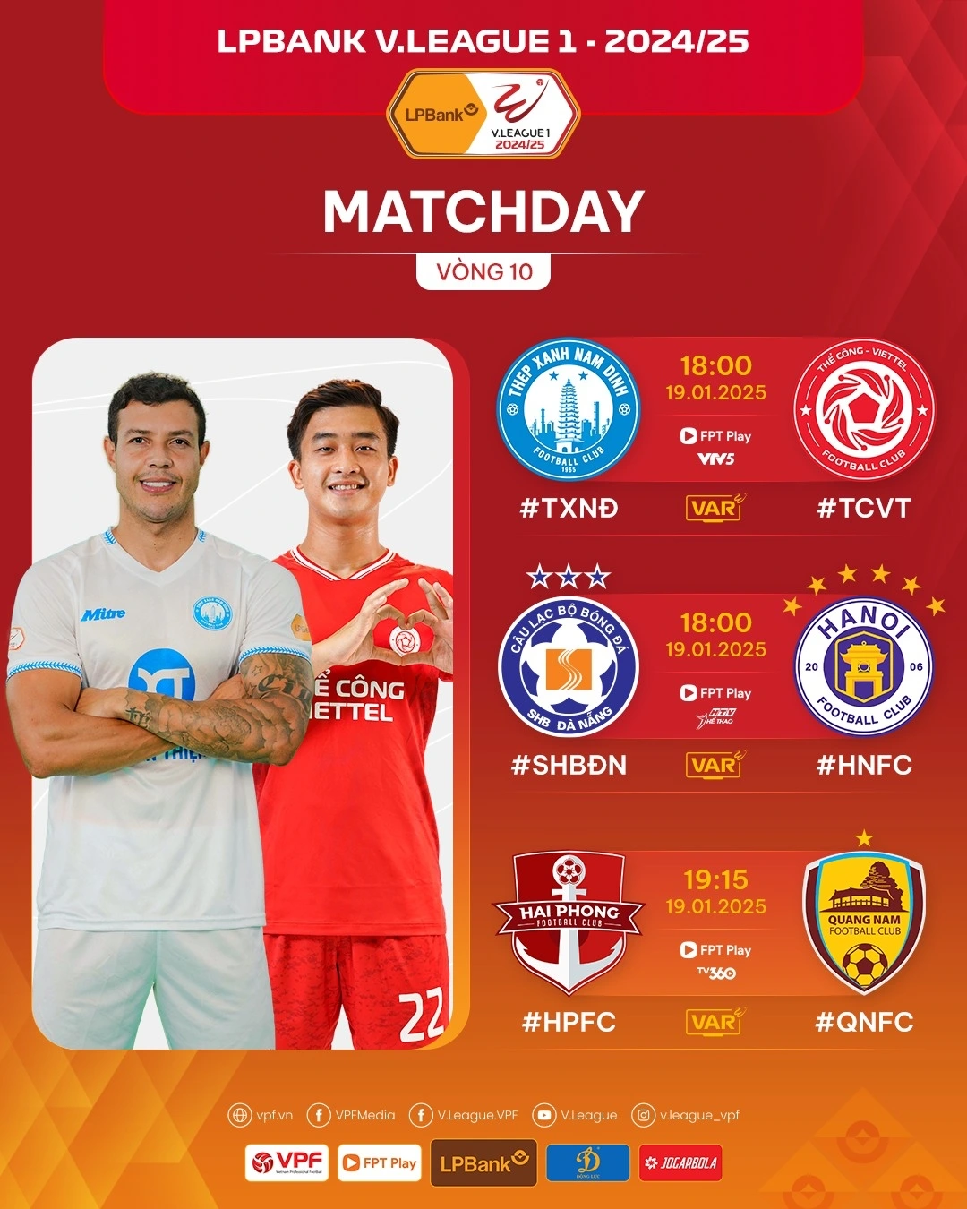 Lịch thi đấu các trận V-League 2024/2025 hôm nay 19/1.
