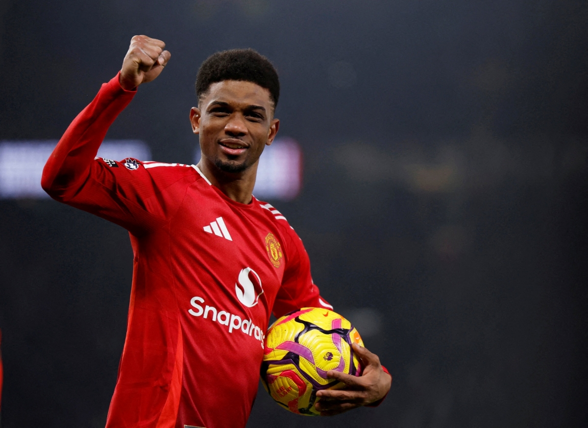 Amad Diallo hoàn tất cú hat-trick đem về chiến thắng quan trọng cho Quỷ đỏ. (Ảnh: Reuters)