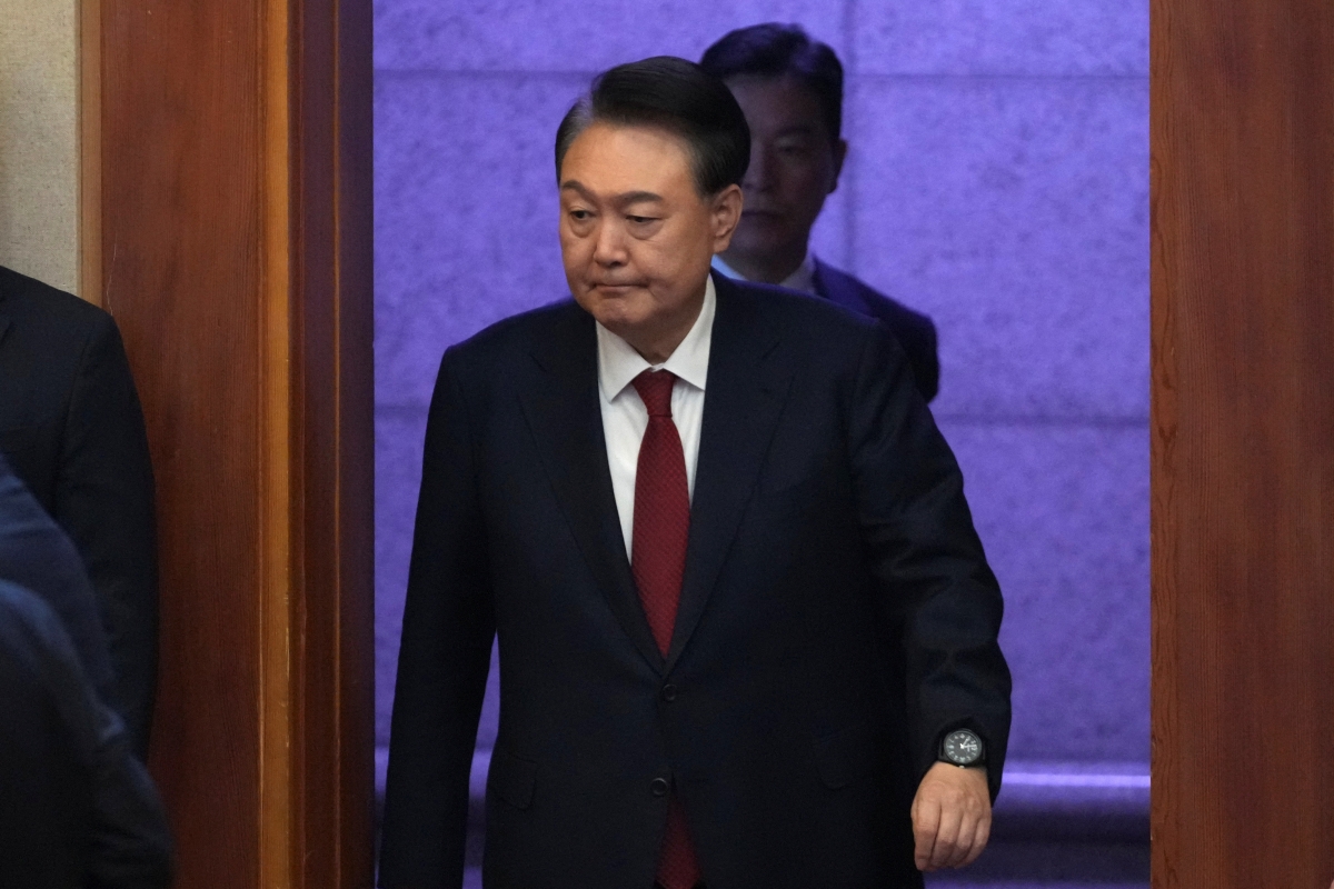 Tổng thống Hàn Quốc Yoon Suk Yeol tham dự phiên điều trần của Tòa án Hiến pháp. Ảnh: Reuters
