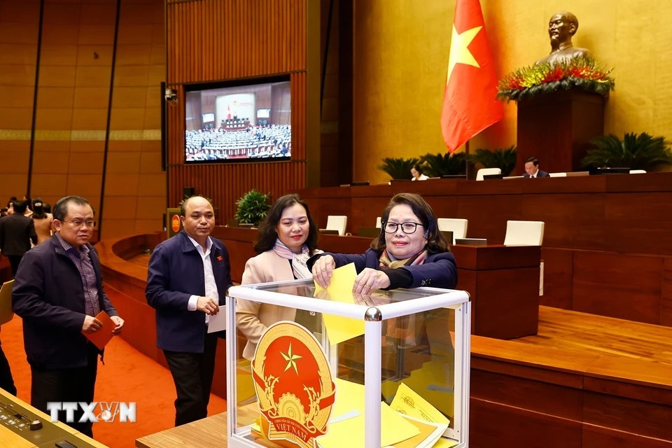 Đại biểu Quốc hội bỏ phiếu bầu Phó Chủ tịch Quốc hội và Ủy viên Ủy ban Thường vụ Quốc hội; phê chuẩn đề nghị của Thủ tướng Chính phủ về việc bổ nhiệm các Phó Thủ tướng Chính phủ, Bộ trưởng và thành viên khác của Chính phủ.