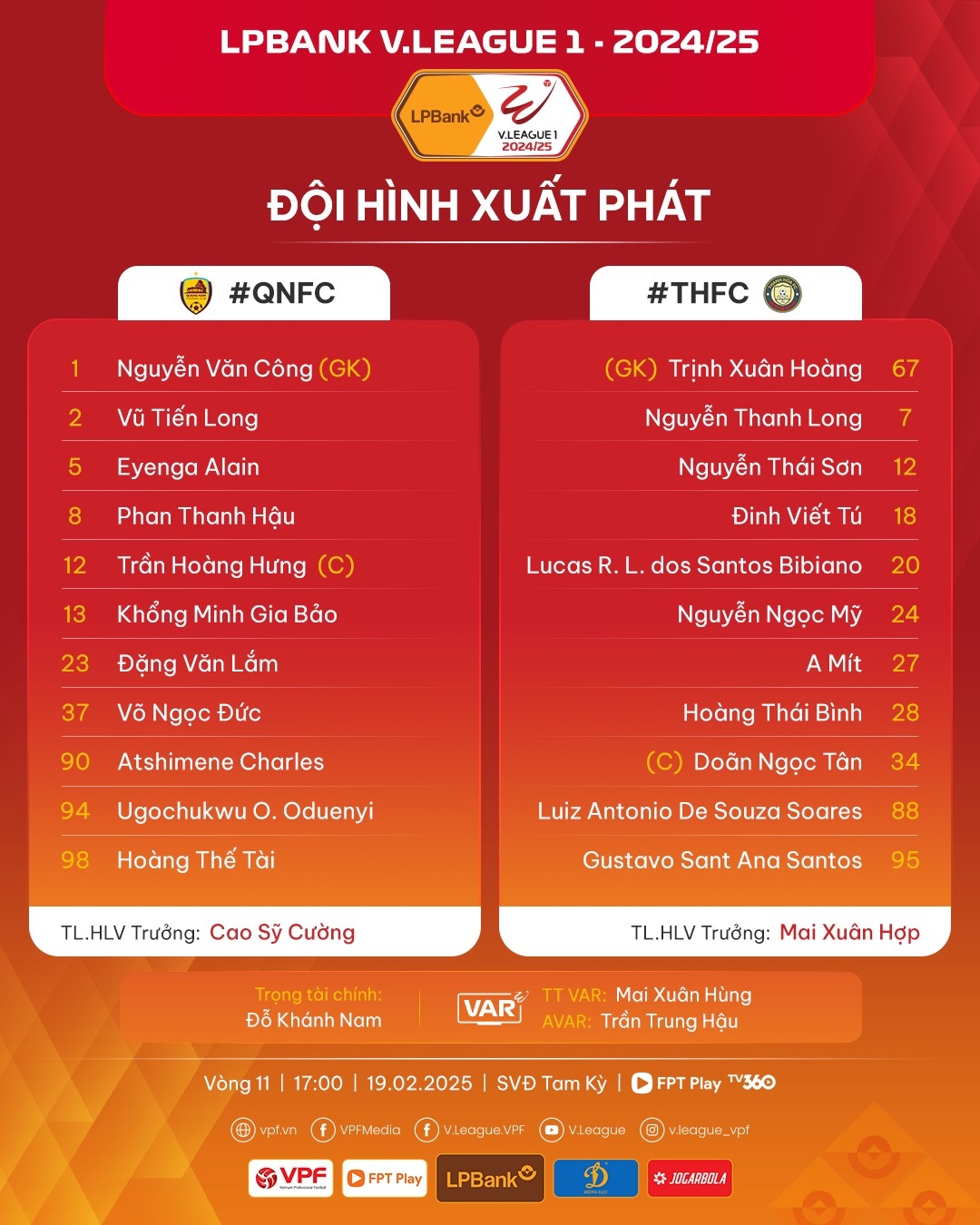 Đội hình ra sân.