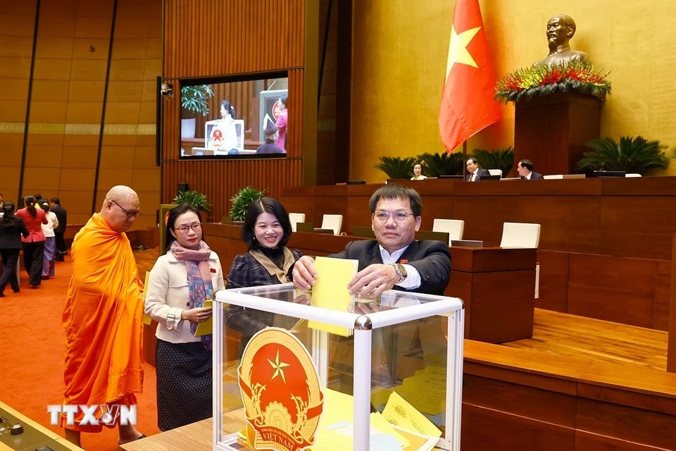 Đại biểu Quốc hội bỏ phiếu bầu Phó Chủ tịch Quốc hội và Ủy viên Ủy ban Thường vụ Quốc hội; phê chuẩn đề nghị của Thủ tướng Chính phủ về việc bổ nhiệm các Phó Thủ tướng Chính phủ, Bộ trưởng và thành viên khác của Chính phủ.
