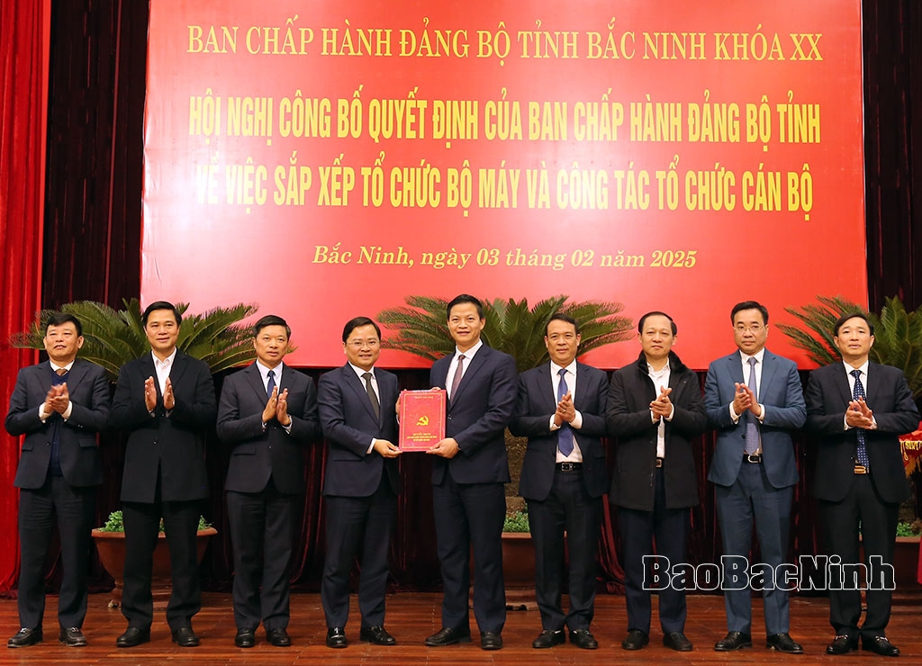 Bí thư Tỉnh ủy Nguyễn Anh Tuấn trao Quyết định của BCH Đảng bộ tỉnh về việc thành lập Đảng bộ UBND tỉnh (ảnh báo Bắc Ninh)