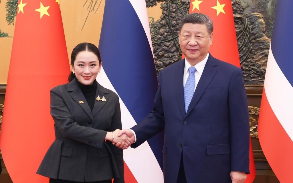 Chủ tịch Trung Quốc Tập Cận Bình và Thủ tướng Thái Lan Paetongtarn Shinawatra. Ảnh: Tân Hoa xã.