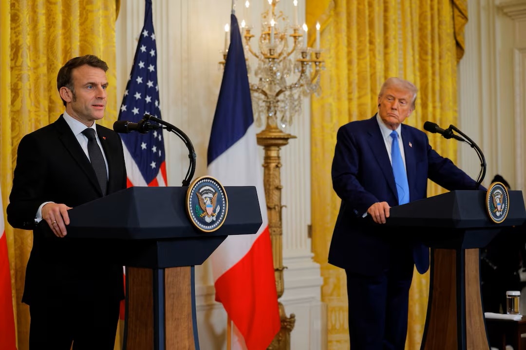 Tổng thống Pháp Emmanuel Macron và Tổng thống Mỹ Donald Trump tại Nhà Trắng (Ảnh: Reuters)