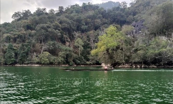 The pristine landscape by the side of Ba Be Lake, part of the Ba Be National Park